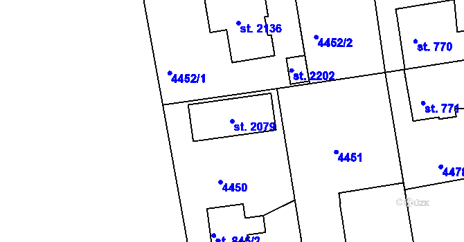 Parcela st. 2079 v KÚ Týnec nad Sázavou, Katastrální mapa
