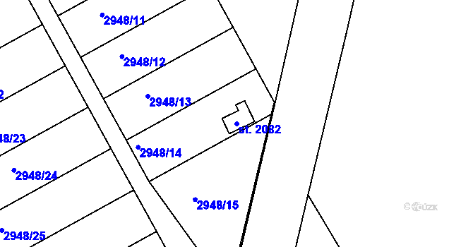 Parcela st. 2082 v KÚ Týnec nad Sázavou, Katastrální mapa