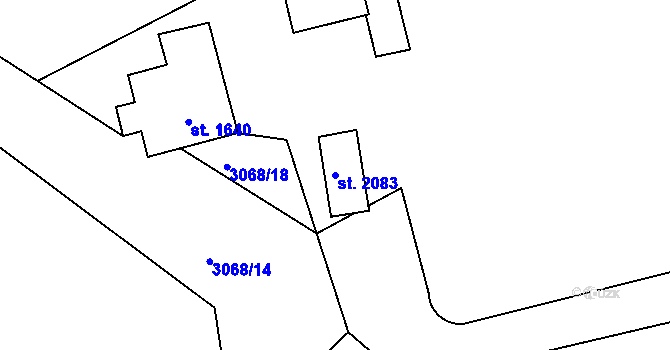 Parcela st. 2083 v KÚ Týnec nad Sázavou, Katastrální mapa