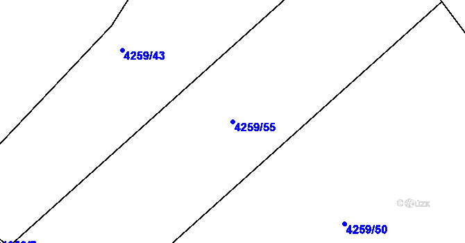 Parcela st. 4259/55 v KÚ Týnec nad Sázavou, Katastrální mapa