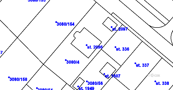 Parcela st. 2096 v KÚ Týnec nad Sázavou, Katastrální mapa