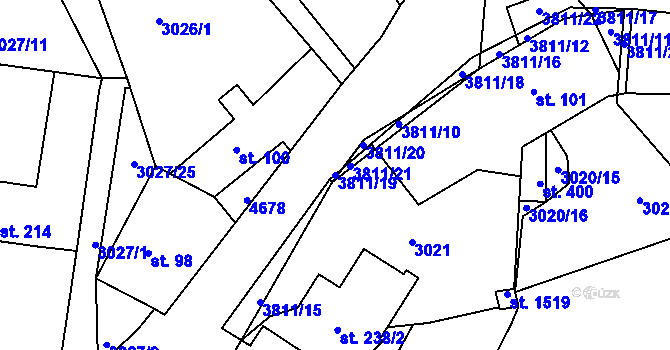 Parcela st. 3811/19 v KÚ Týnec nad Sázavou, Katastrální mapa