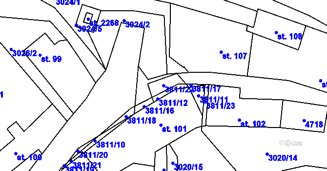 Parcela st. 3811/22 v KÚ Týnec nad Sázavou, Katastrální mapa