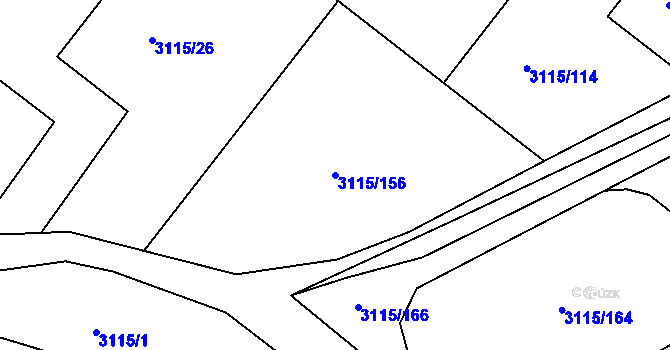 Parcela st. 3115/156 v KÚ Týnec nad Sázavou, Katastrální mapa