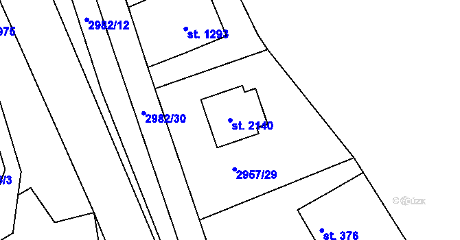 Parcela st. 2140 v KÚ Týnec nad Sázavou, Katastrální mapa