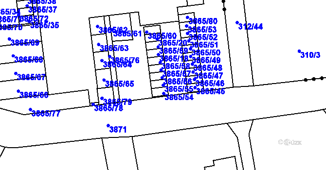 Parcela st. 3865/55 v KÚ Týnec nad Sázavou, Katastrální mapa