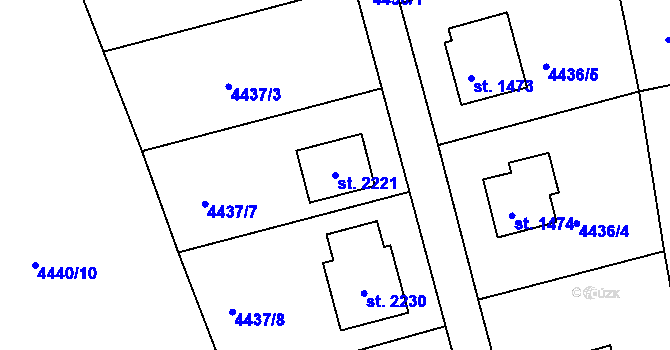 Parcela st. 2221 v KÚ Týnec nad Sázavou, Katastrální mapa