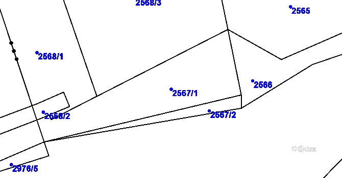 Parcela st. 2567/1 v KÚ Týnec nad Sázavou, Katastrální mapa