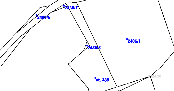 Parcela st. 2485/8 v KÚ Týnec nad Sázavou, Katastrální mapa