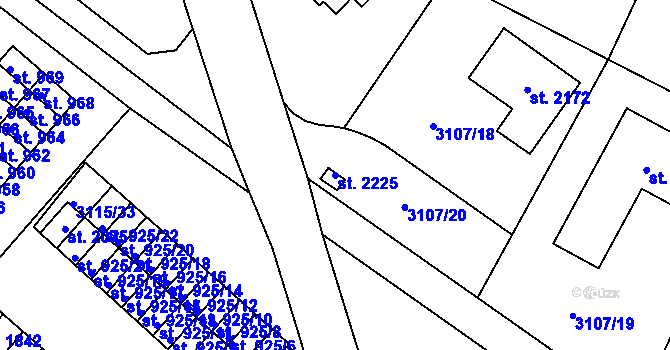 Parcela st. 2225 v KÚ Týnec nad Sázavou, Katastrální mapa