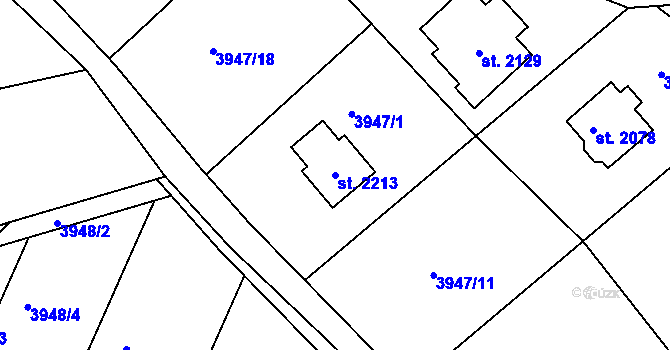 Parcela st. 2213 v KÚ Týnec nad Sázavou, Katastrální mapa