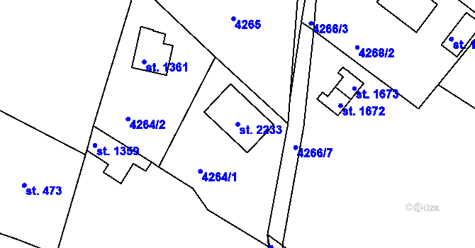 Parcela st. 2233 v KÚ Týnec nad Sázavou, Katastrální mapa
