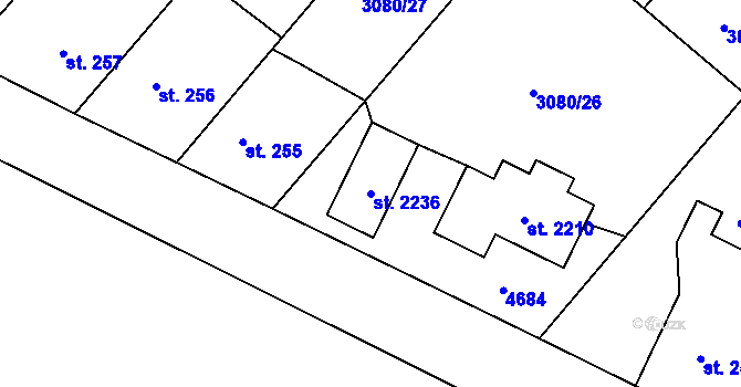 Parcela st. 2236 v KÚ Týnec nad Sázavou, Katastrální mapa
