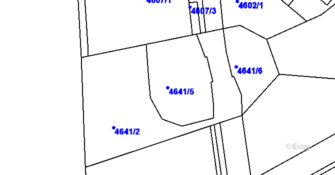 Parcela st. 4641/5 v KÚ Týnec nad Sázavou, Katastrální mapa