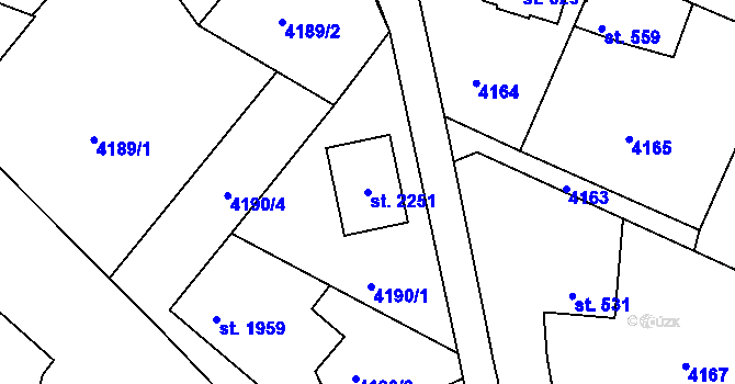 Parcela st. 2251 v KÚ Týnec nad Sázavou, Katastrální mapa
