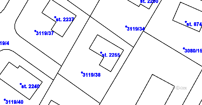 Parcela st. 2255 v KÚ Týnec nad Sázavou, Katastrální mapa