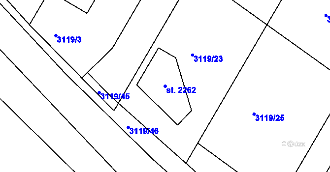 Parcela st. 2262 v KÚ Týnec nad Sázavou, Katastrální mapa