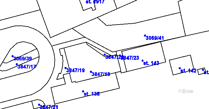 Parcela st. 3847/20 v KÚ Týnec nad Sázavou, Katastrální mapa