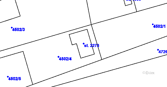 Parcela st. 2273 v KÚ Týnec nad Sázavou, Katastrální mapa