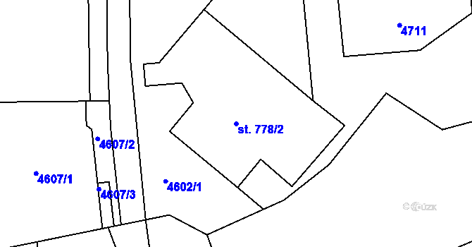 Parcela st. 778/2 v KÚ Týnec nad Sázavou, Katastrální mapa