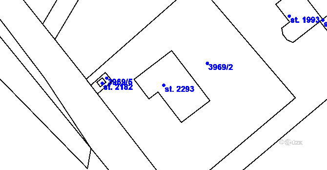 Parcela st. 2293 v KÚ Týnec nad Sázavou, Katastrální mapa
