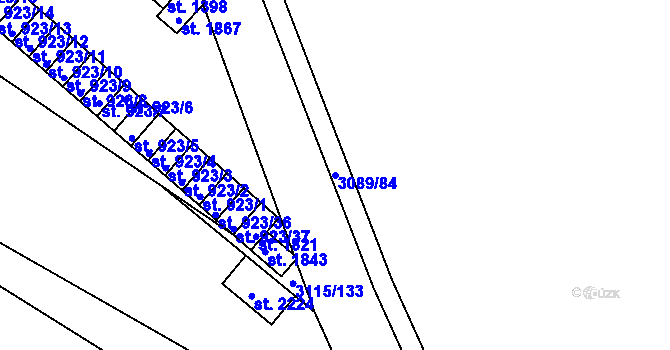 Parcela st. 3089/84 v KÚ Týnec nad Sázavou, Katastrální mapa