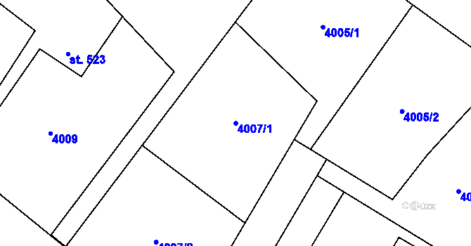 Parcela st. 4007/1 v KÚ Týnec nad Sázavou, Katastrální mapa