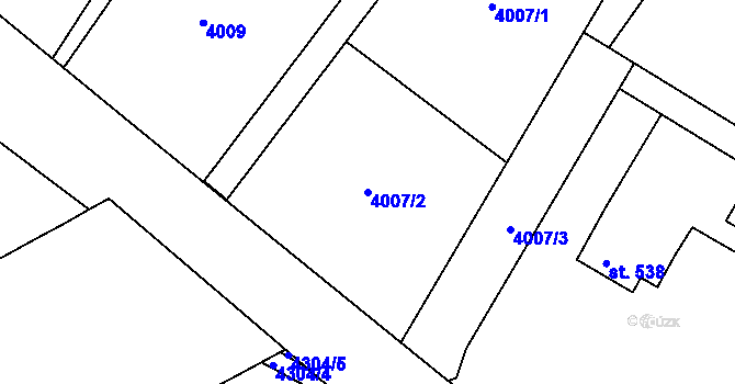 Parcela st. 4007/2 v KÚ Týnec nad Sázavou, Katastrální mapa