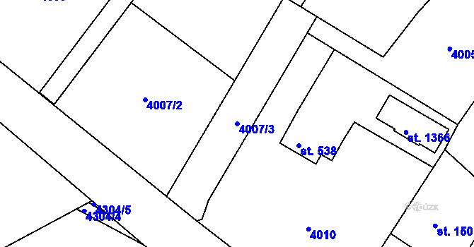 Parcela st. 4007/3 v KÚ Týnec nad Sázavou, Katastrální mapa