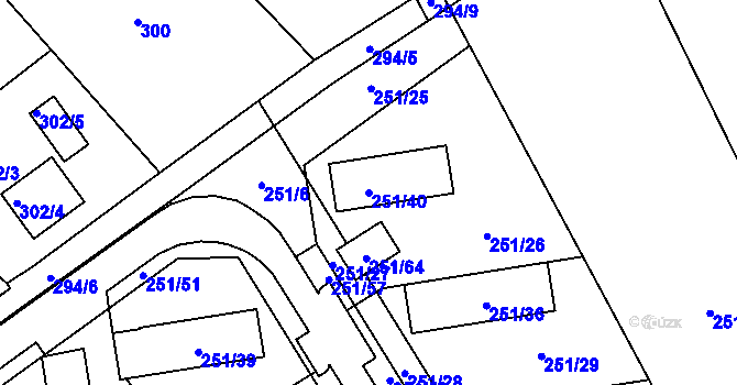 Parcela st. 251/40 v KÚ Týneček, Katastrální mapa