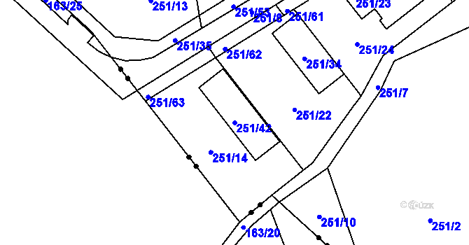 Parcela st. 251/42 v KÚ Týneček, Katastrální mapa