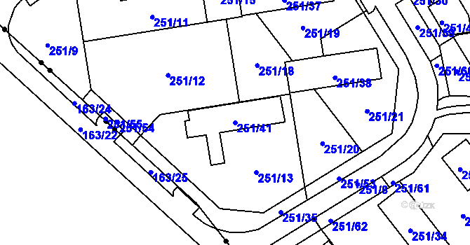 Parcela st. 251/41 v KÚ Týneček, Katastrální mapa