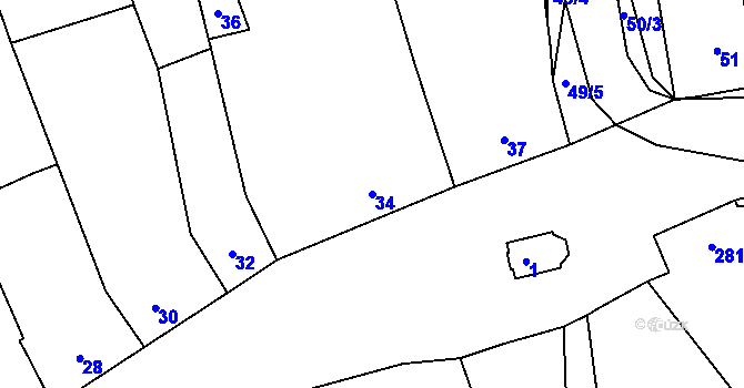 Parcela st. 34 v KÚ Týneček, Katastrální mapa