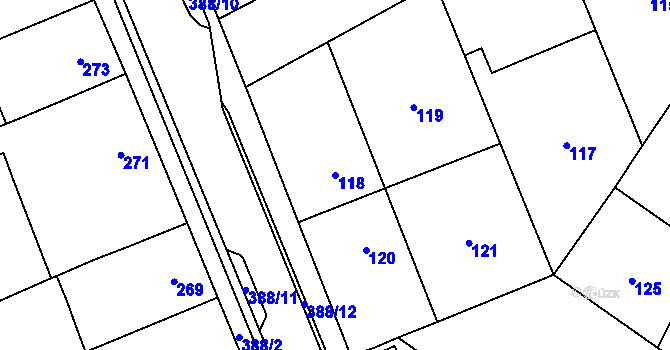 Parcela st. 118 v KÚ Týneček, Katastrální mapa