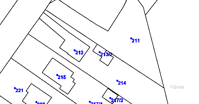 Parcela st. 213/2 v KÚ Týneček, Katastrální mapa