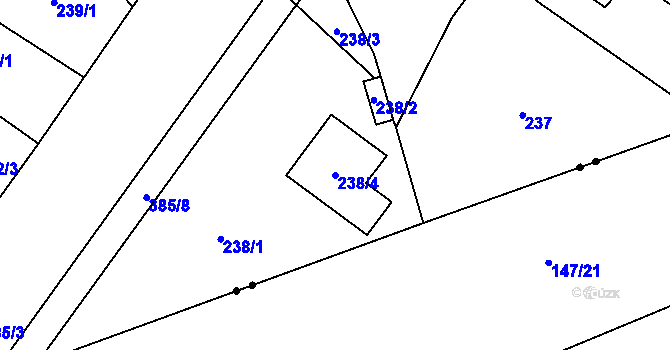 Parcela st. 238/4 v KÚ Týneček, Katastrální mapa
