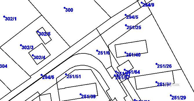 Parcela st. 251/6 v KÚ Týneček, Katastrální mapa