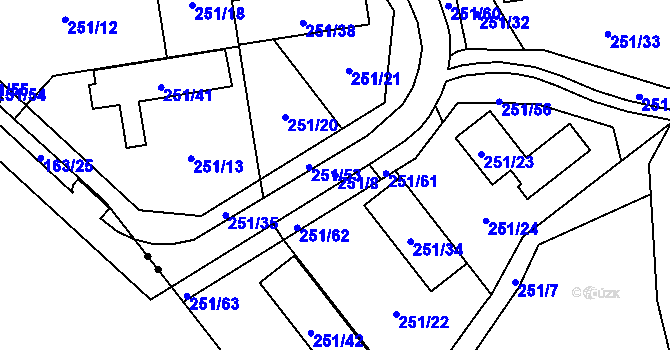 Parcela st. 251/8 v KÚ Týneček, Katastrální mapa