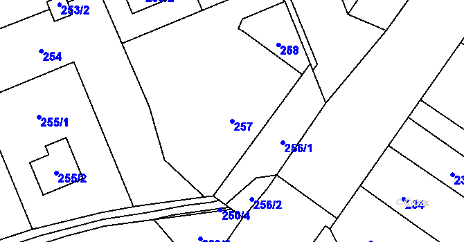 Parcela st. 257 v KÚ Týneček, Katastrální mapa