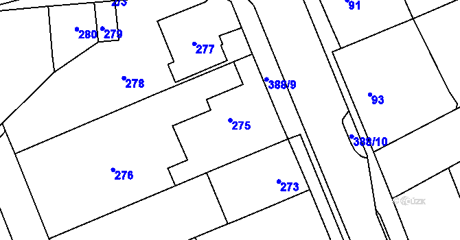Parcela st. 275 v KÚ Týneček, Katastrální mapa