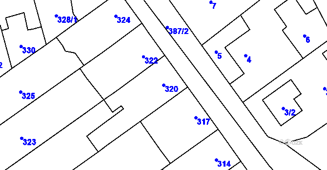 Parcela st. 320 v KÚ Týneček, Katastrální mapa