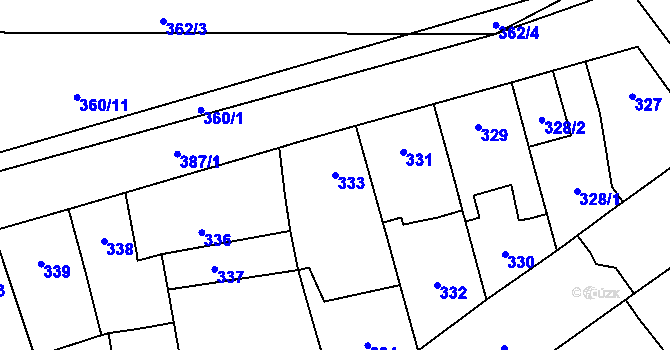 Parcela st. 333 v KÚ Týneček, Katastrální mapa