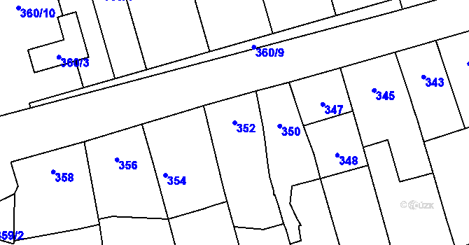 Parcela st. 352 v KÚ Týneček, Katastrální mapa