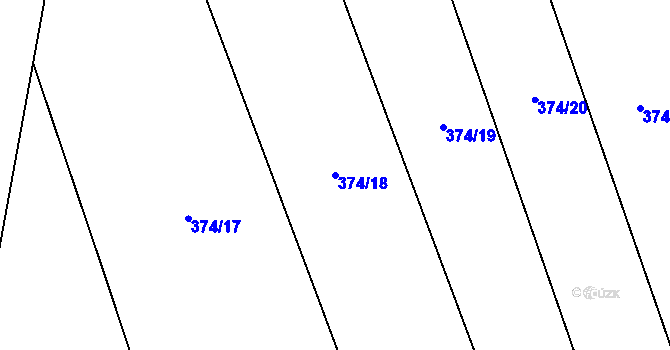 Parcela st. 374/18 v KÚ Týneček, Katastrální mapa