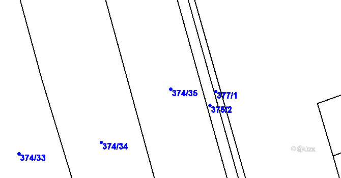 Parcela st. 374/35 v KÚ Týneček, Katastrální mapa
