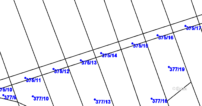 Parcela st. 375/14 v KÚ Týneček, Katastrální mapa