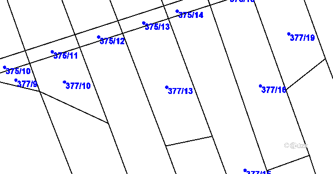 Parcela st. 377/13 v KÚ Týneček, Katastrální mapa