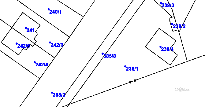 Parcela st. 385/8 v KÚ Týneček, Katastrální mapa