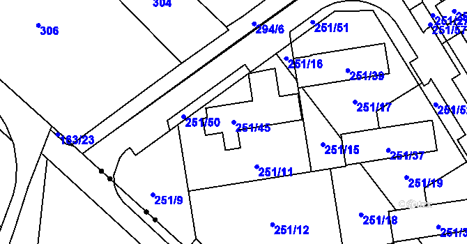 Parcela st. 251/45 v KÚ Týneček, Katastrální mapa