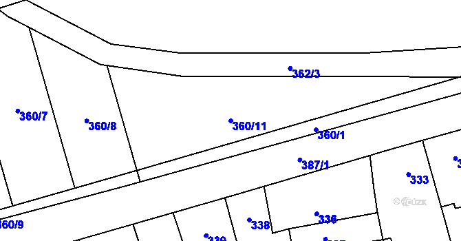 Parcela st. 360/11 v KÚ Týneček, Katastrální mapa